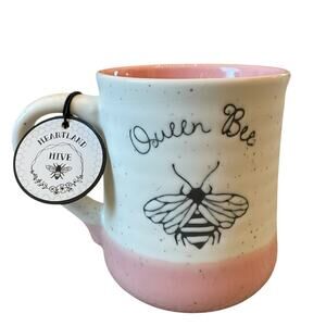 Heartland Hive QUEEN BEE Mug Large Coffee Tea Cup Pink & Cream 18 oz New